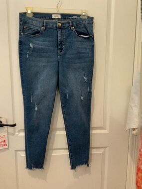 Nicole Miller jeans SZ 14 Skinny Ankle Fringe hem